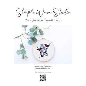 Retro Martini Glasses Bar Art Counted‎ Cross Stitch KIT